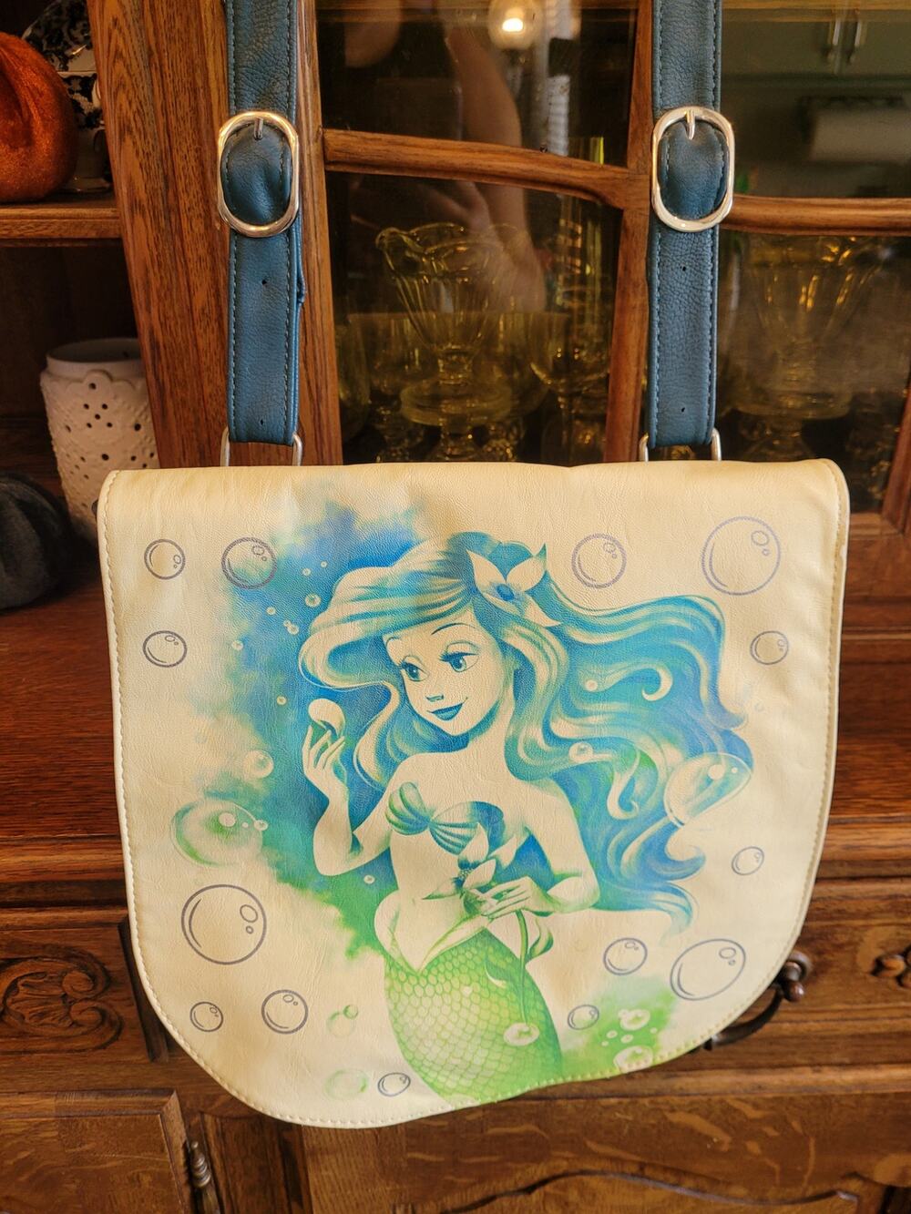 Disney Boutique Ariel Little Mermaid Watercolor Crossbody Bag Purse NWT